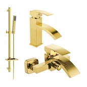 Baterie umywalkowe - Mexen Libra DQ77 zestaw wannowy, złoty - miniaturka - grafika 1