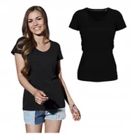 Koszulki i topy damskie - T-shirt Koszulka Damska SLIM Elastic Dekolt V Jakość STEDMAN 9710 CZARNA XL - miniaturka - grafika 1