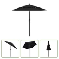 Parasole ogrodowe - The Living Store 3-poziomowy parasol na aluminiowym słupku - czarny - 2 -5 m - Parasol Ogrodowy - miniaturka - grafika 1