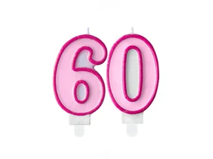 Świeczki cyferki różowe - 60 - sześćdziesiątka - 2 szt. - Urodziny dziecka - miniaturka - grafika 1
