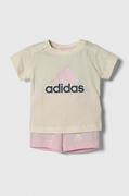Dresy i komplety dla dziewczynek - adidas komplet bawełniany niemowlęcy kolor różowy - miniaturka - grafika 1
