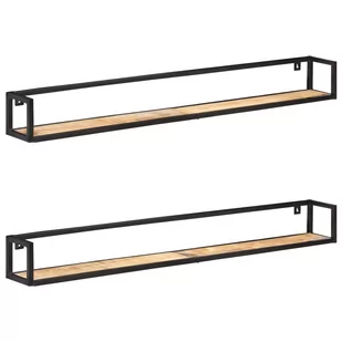 VidaXL Lumarko Półki ścienne, 2 szt., 160 cm, surowe drewno mango 320676 VidaXL - Półki do salonu - miniaturka - grafika 1