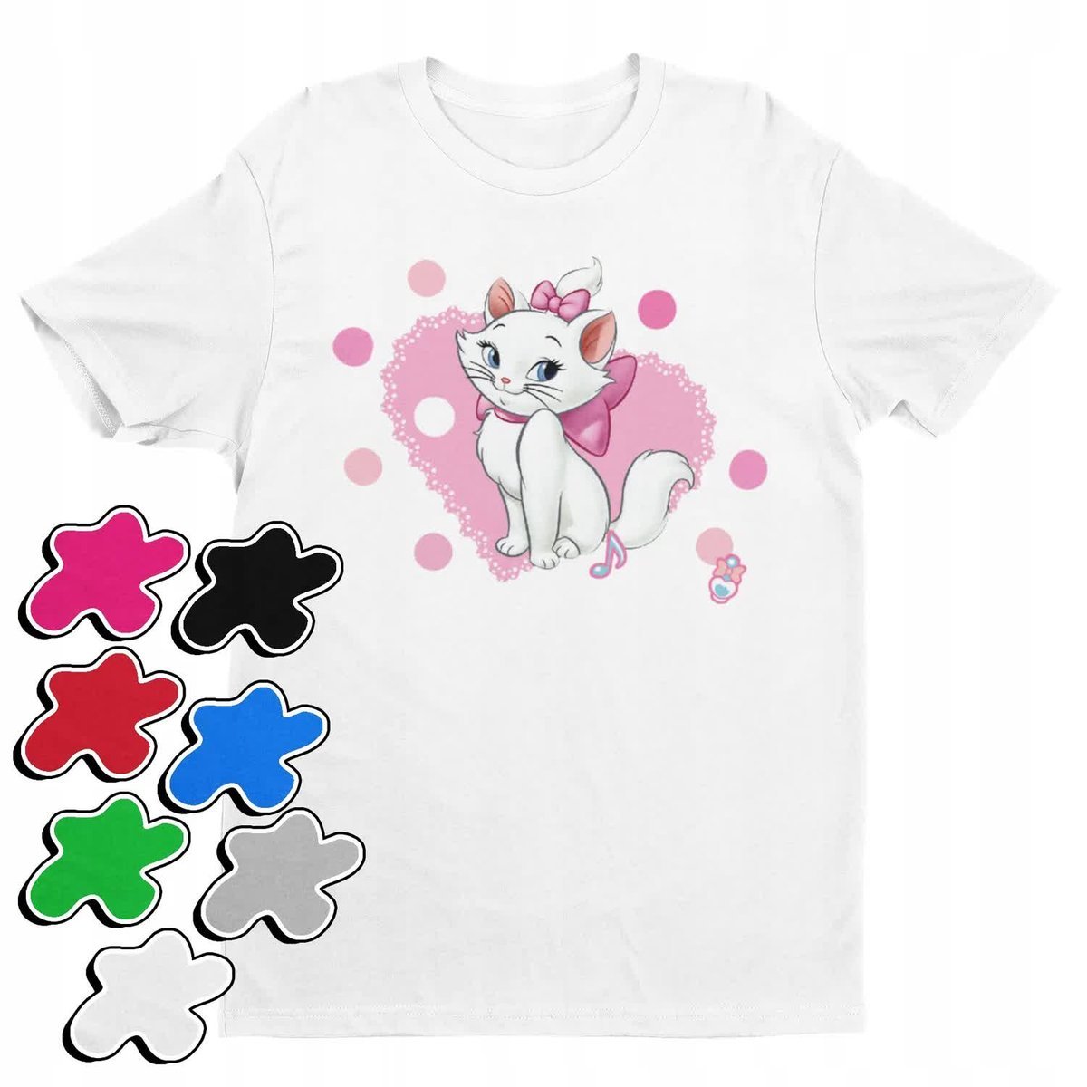 Koszulka T-Shirt Dziecięca Z Nadrukiem Kotek Marie Dziewczynki -M 134-140