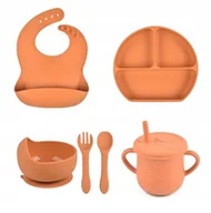 Miseczki i talerzyki dla dzieci - PIERWSZE NACZYNIA ZESTAW DO KARMIENIA DLA DZIECI SILIKONOWE NACZYNIA - miniaturka - grafika 1