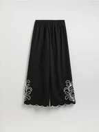 Spodnie damskie - Reserved - Luźne spodnie z wyszywanym wzorem - czarny - miniaturka - grafika 1