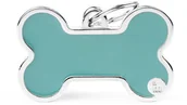 Odblaski i adresówki - Zawieszka Adresówka Identyfikator z grawerem dla psa i kota kość turkusowa z obramówką XL - miniaturka - grafika 1