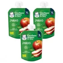 Gerber Organic Deser w tubce jabłko po. 4 miesiącu Zestaw 3 x 80 g Bio - Desery dla dzieci - miniaturka - grafika 1