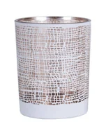 Świeczniki - Świecznik szklany diamentowy biały duży - miniaturka - grafika 1