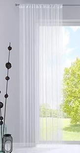 Zasłona sznurkowa, HxW 250x140 cm, biała ze sznurkiem i wszytą taśmą lokową, odpowiednia do karniszy i karniszy Przegroda do przechowywania nici kurtynowych, 20303CN - Zasłony - miniaturka - grafika 1