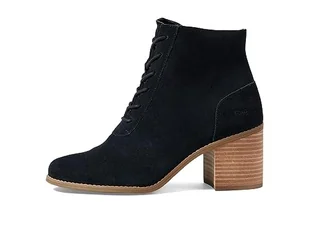 TOMS Damskie sznurowane botki Evelyn, Czarny zamsz, 37 EU - Botki damskie - miniaturka - grafika 1