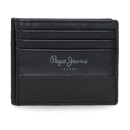 Pepe Jeans Podwójne etui na karty Czarny 9,5x7,5 cm Skóra by Joumma Bags, Czarny (Black), Talla única, etui na karty