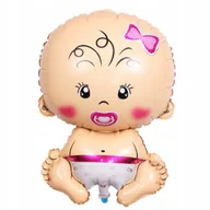 Baby shower i roczek - BALON FOLIOWY BOBAS DZIECKO DZIEWCZYNKA GIRL BABY SHOWER BALONY RÓŻOWE - miniaturka - grafika 1