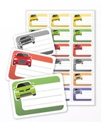 Szkolne artykuły papiernicze - Naklejki na zeszyty, Auta, 18 elementów - miniaturka - grafika 1