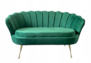 Sofa glamour muszelka 2ES zielona nogi złote - Sofy i kanapy - miniaturka - grafika 1