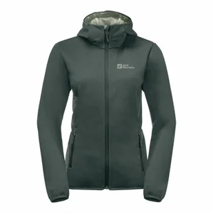 Damska kurtka softshellowa Jack Wolfskin WINDHAIN HOODY W slate green - XS - Kurtki damskie - miniaturka - grafika 1