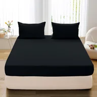 Prześcieradła - Cotton World Prześcieradło Jersey 200x220 RJPGK08M czarne z gumką - miniaturka - grafika 1