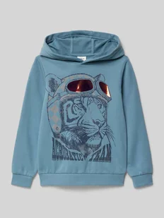 Bluza z kapturem o kroju regular fit z mieszanki bawełny - Swetry dla chłopców - miniaturka - grafika 1
