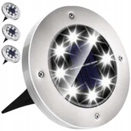 Lampy ogrodowe - LAMPKI SOLARNE NAJAZDOWE LED WBIJANE OGRODOWE GRUNTOWE LAMPY DYSK x4 4 SZT - miniaturka - grafika 1