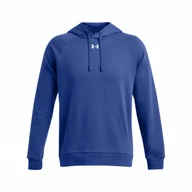 Bluzy sportowe męskie - Męska bluza dresowa nierozpinana z kapturem Under Armour UA Rival Fleece Hoodie - niebieska - UNDER ARMOUR - miniaturka - grafika 1