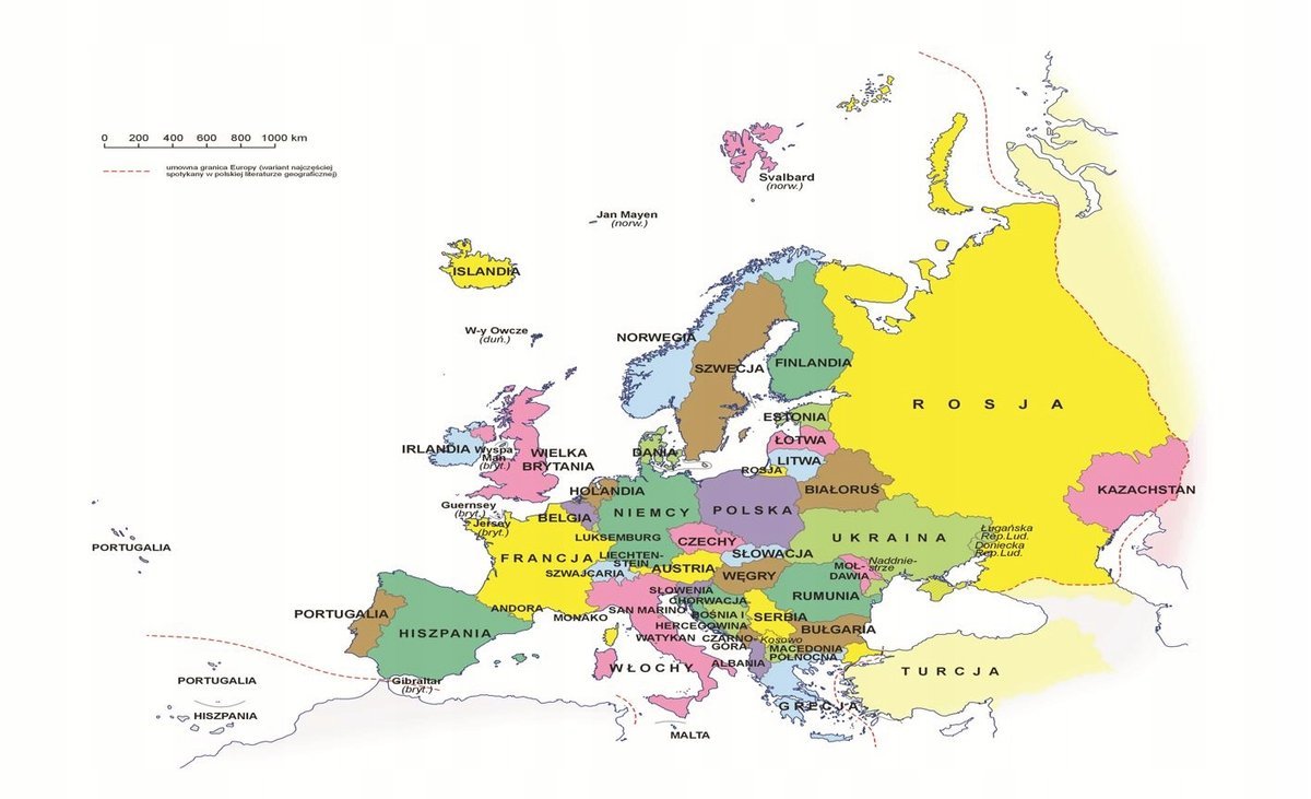 PUZZLE Polityczna Mapa Europy Po Polsku + IMIĘ Pudełko 120 el.