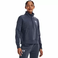 Bluzy sportowe damskie - Damska bluza dresowa nierozpinana bez kaptura UNDER ARMOUR Rival Fleece HZ - szara - miniaturka - grafika 1