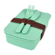 Zdrowa żywność - LunchBox ze sztućcami Zielony 16 x 11 x 5cm - miniaturka - grafika 1