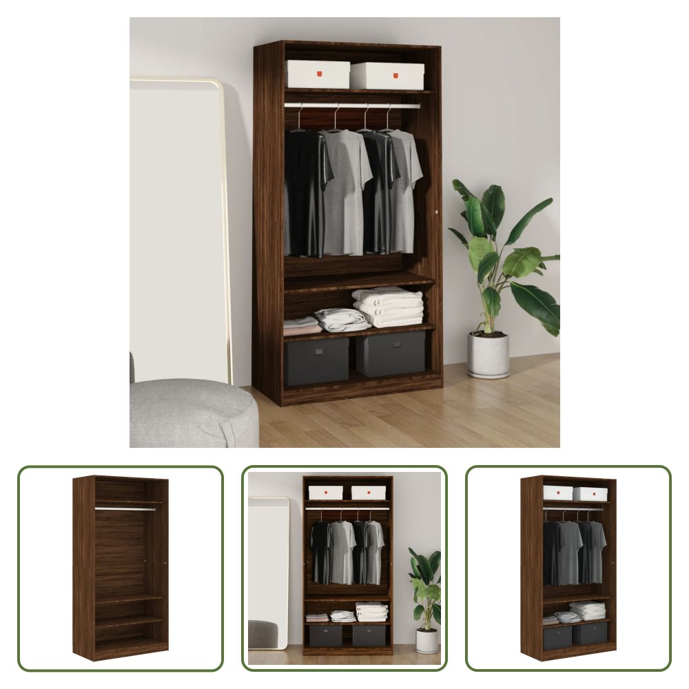 The Living Store Szafa Brązowy dąb 100x50x200 cm Materiał drewnopochodny