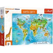 Puzzle - Trefl Puzzle edukacyjne 104 Mapa świata UA Nowa - miniaturka - grafika 1