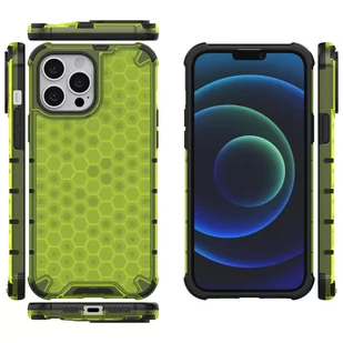 Honeycomb etui pancerny pokrowiec z żelową ramką iPhone 13 Pro Max zielony - Etui i futerały do telefonów - miniaturka - grafika 2