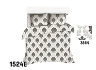 Pościel - Pościel 200x220 1524E biała szara ornamenty listki 381N - miniaturka - grafika 1