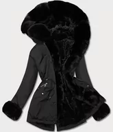Kurtki damskie - KRÓTKA PARKA ZIMOWA NA FUTERKU CZARNA (16M9062-392) - J.STYLE - miniaturka - grafika 1