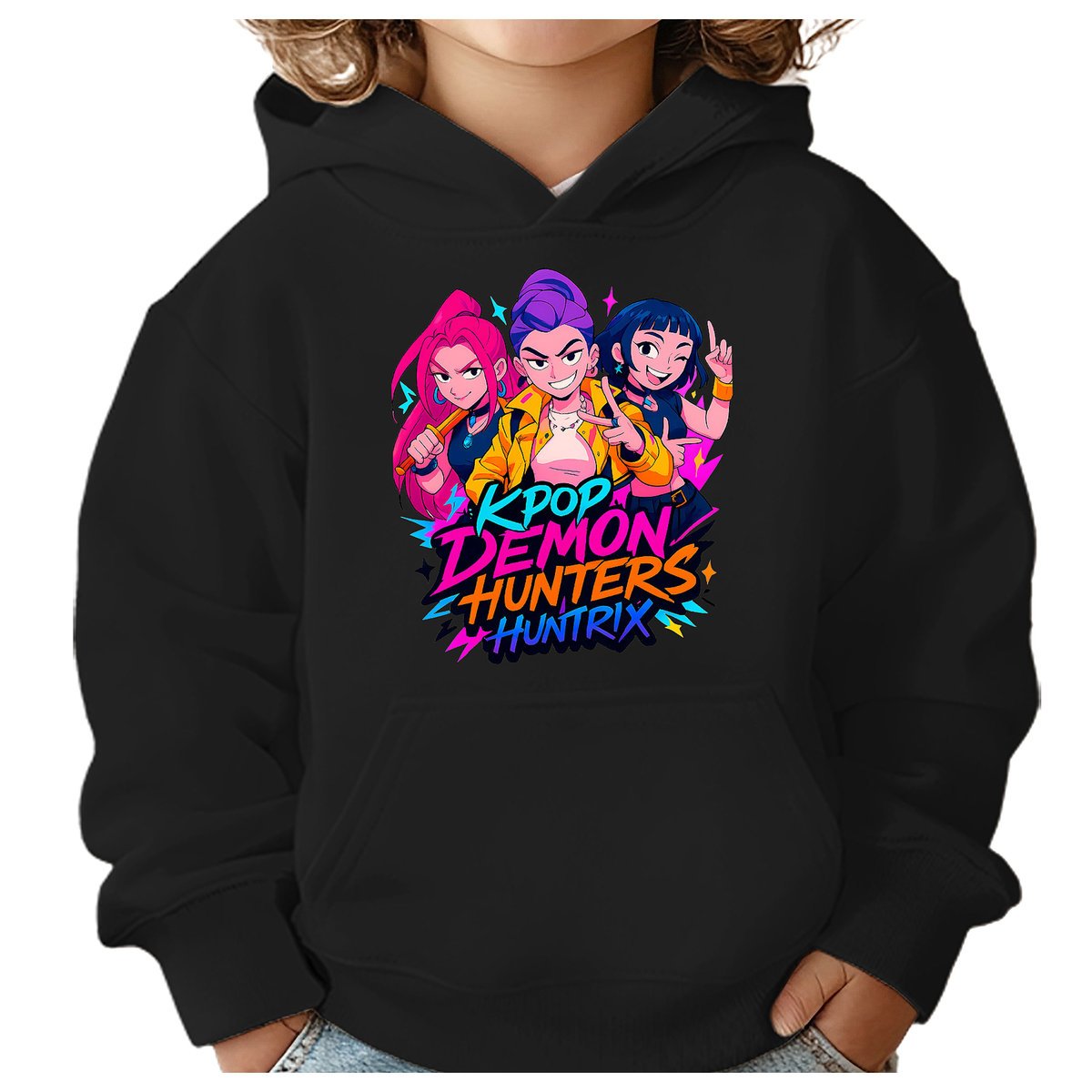 BLUZA DZIECIĘCA KPOP DEMON HUNTERS HUNTRIX 122-128 Z KAPTUREM BAWEŁNIANA