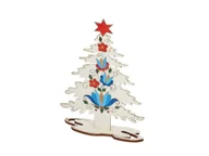 Ozdoby bożonarodzeniowe - Drewniana choinka folk świąteczna ze wzorem kaszubskim - miniaturka - grafika 1