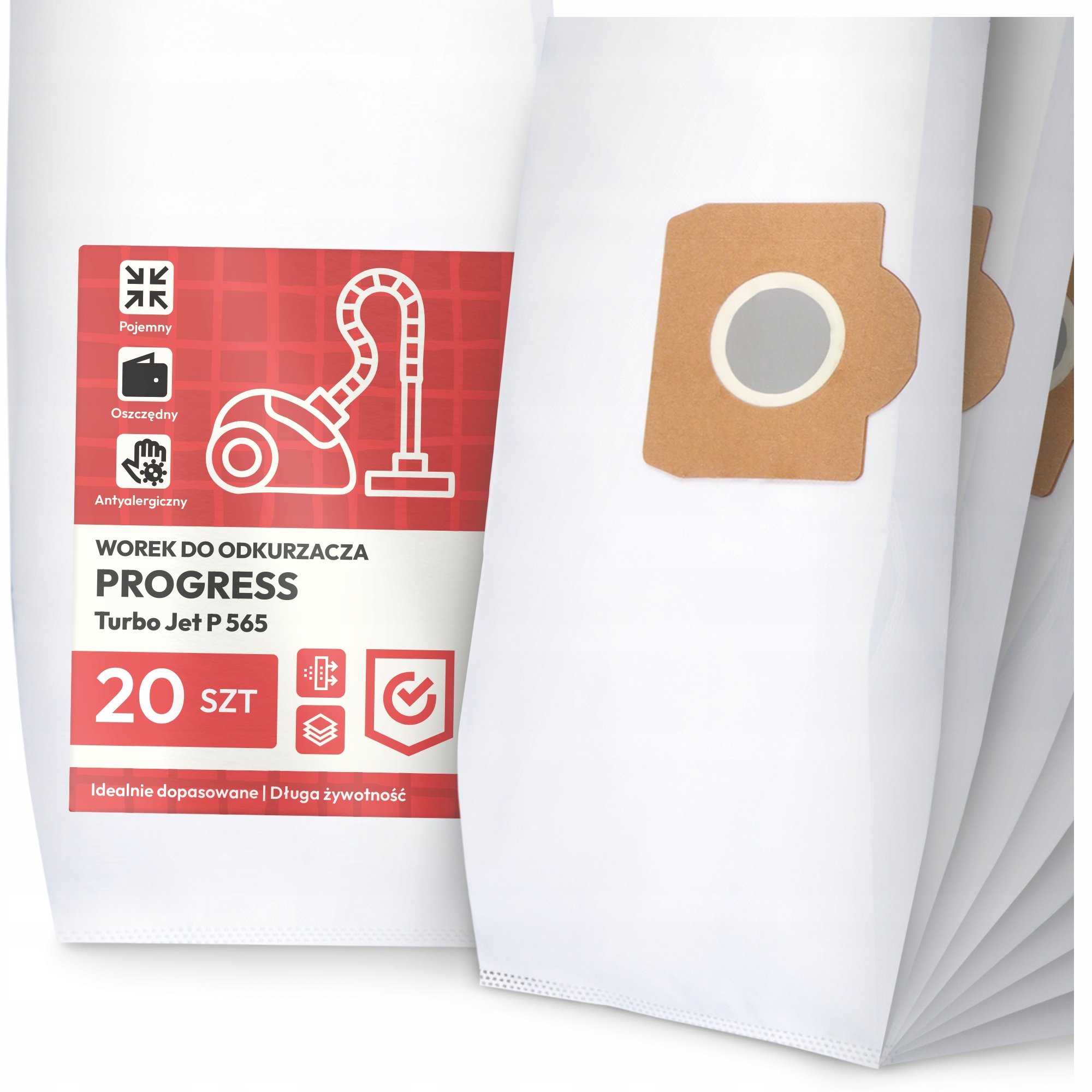 20x Worek do Odkurzacza Progress Turbo Jet P 565 Syntetyczny Pojemny Worki