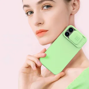 Nillkin CamShield Silky Silicone Case etui iPhone 14 Pro Max pokrowiec z osłoną na aparat zielony - Etui i futerały do telefonów - miniaturka - grafika 11