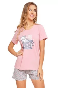 Piżama damska Catucciono różowa z kotem M - Piżamy damskie - miniaturka - grafika 1