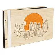 Albumy fotograficzne - Album Na Zdjęcia Wyklejany Pustynia Z Pierwszą Stroną W Kolorze W Drewnianej Oprawie Z Czarnymi Kartami Z Grawerem - miniaturka - grafika 1