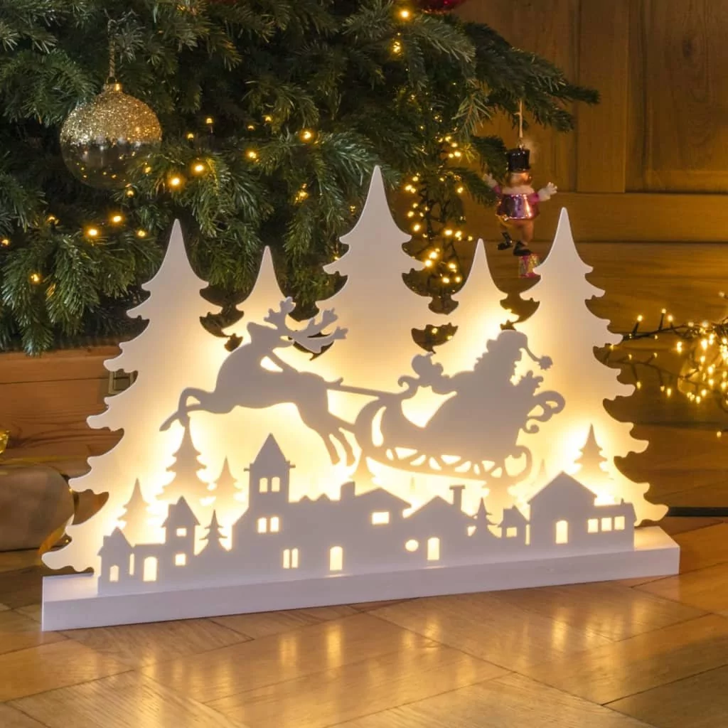 HI Drewniana wycinanka świąteczna z reniferem i podświetleniem LED 438345