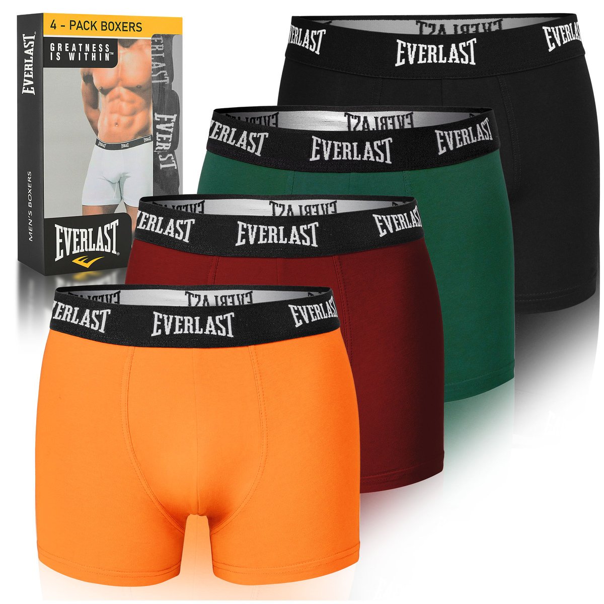 Everlast Bokserki Męskie EV004 Mix Kolor Bawełna 4 sztuki Rozmiar L