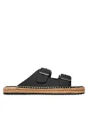 Espadryle męskie - Tommy Hilfiger Espadryle Flex Jutte Hilfiger Lth Sandal FM0FM05646 Czarny - miniaturka - grafika 1