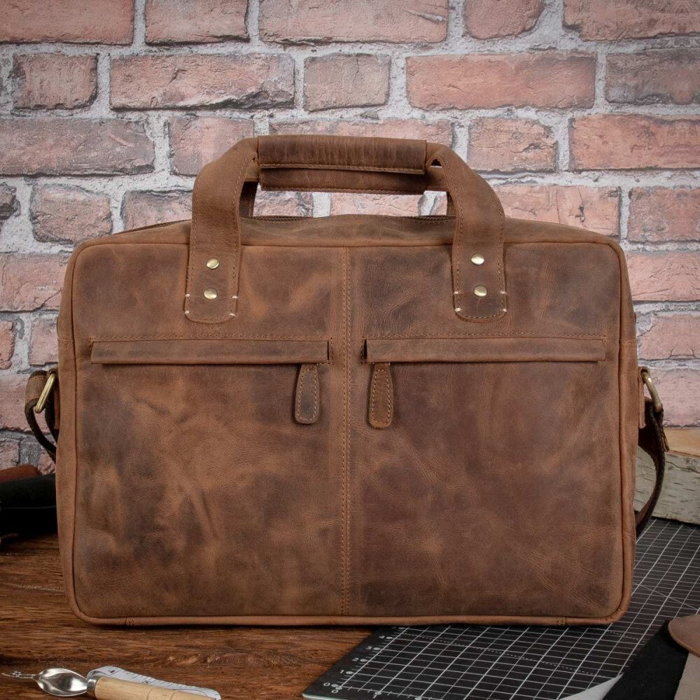 Belveder Brązowa Torba Męska Skóra Naturalna Vintage na Laptopa 15,6 Belveder