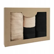 Ręczniki - Ręczniki bawełniane FROTTE jednobarwne komplet EKO 4 szt cappuccino czarny - miniaturka - grafika 1