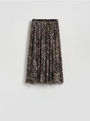 Spódnice - Reserved - Plisowana spódnica z paskiem - ciemnobrązowy - miniaturka - grafika 1