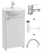 Szafki łazienkowe - Szafka łazienkowa z umywalką 40 stojąca biała z syfonem i baterią chrom Kredo - miniaturka - grafika 1