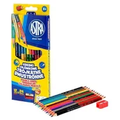 Szkolne artykuły papiernicze - Astra Kredki Ołówkowe Trójkątne Dwustronne Szkolne 12 Szt. 24 Kolory + Temperówka - miniaturka - grafika 1