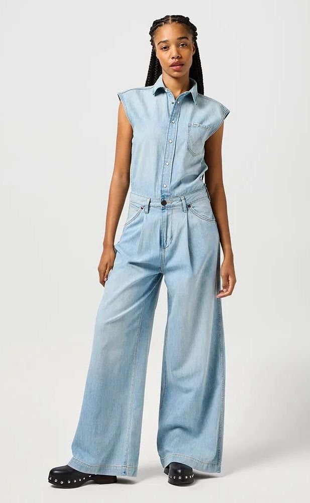 salopette donna wrangler 112362713 trouser jumpsuit denim light