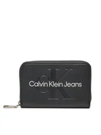 Portfele - Calvin Klein Jeans Mały Portfel Damski Zip Around Mono K60K612255 Czarny - miniaturka - grafika 1