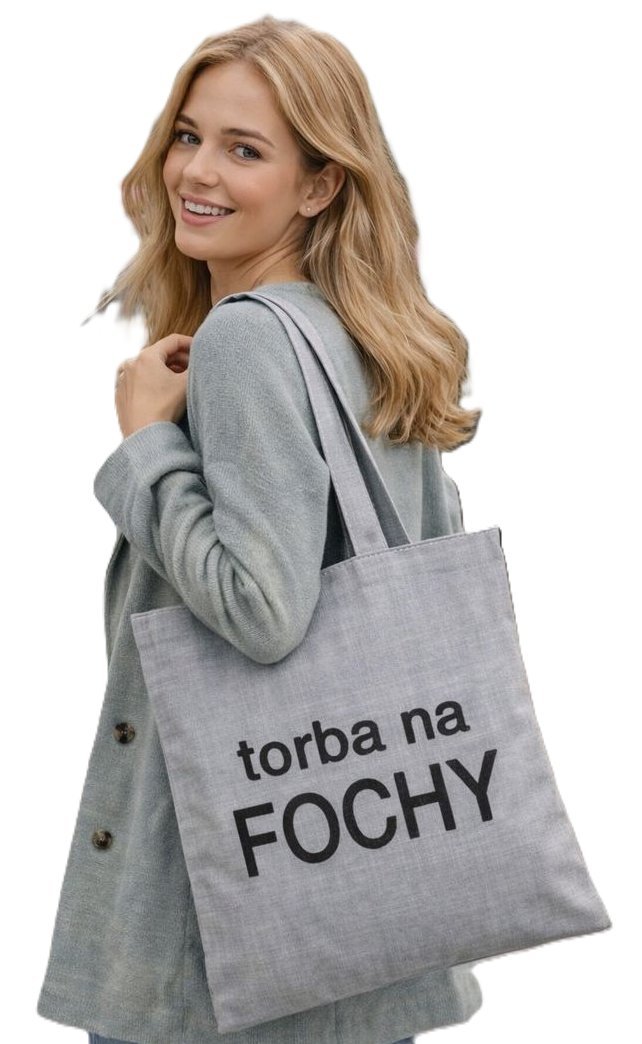 Torba na zakupy TORBA NA FOCHY z nadrukiem materiałowa na zamek TA-22 szary