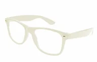 Okulary korekcyjne, oprawki, szkła - Kremowe okulary zerówki Kujonki nerdy gat.2 - miniaturka - grafika 1
