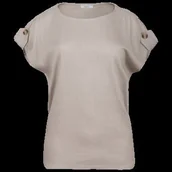 Bluzki dla dziewczynek - Bluzka damska z krótkim rękawem len srebrna rozmiar 2XL - Inny producent - miniaturka - grafika 1